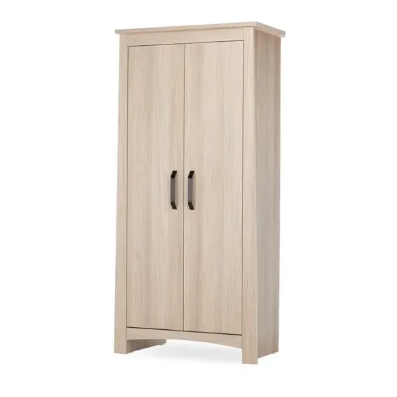 2-Door Wardrobe with Rails - Ash Wood