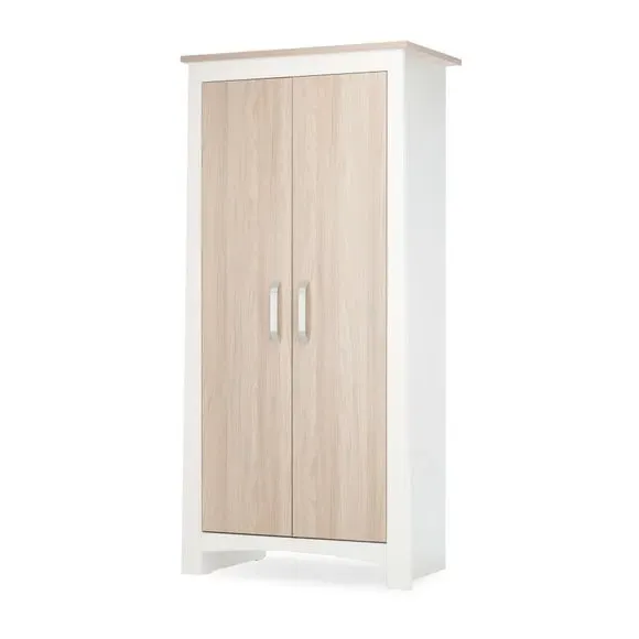 2-Door Wardrobe with Shelf - White, Ash