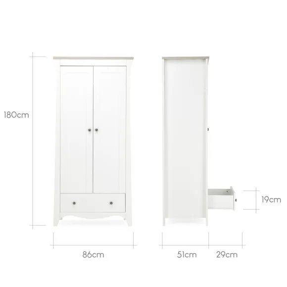2-Door Wardrobe with Storage - Ash