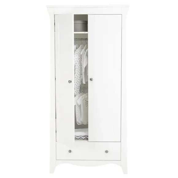 2-Door Wardrobe with Storage - White
