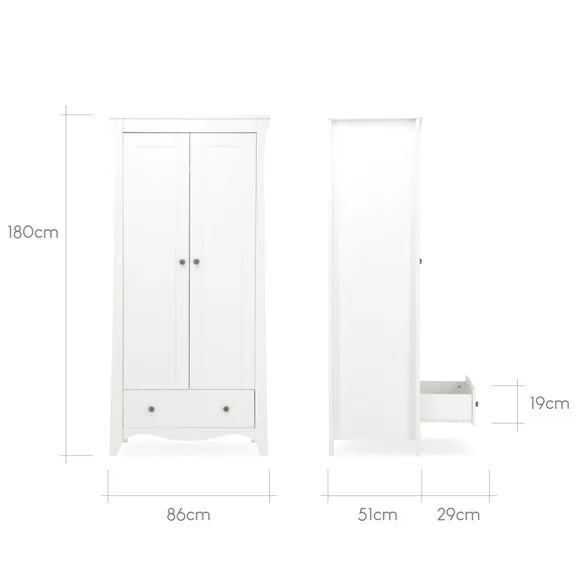 2-Door Wardrobe with Storage - White