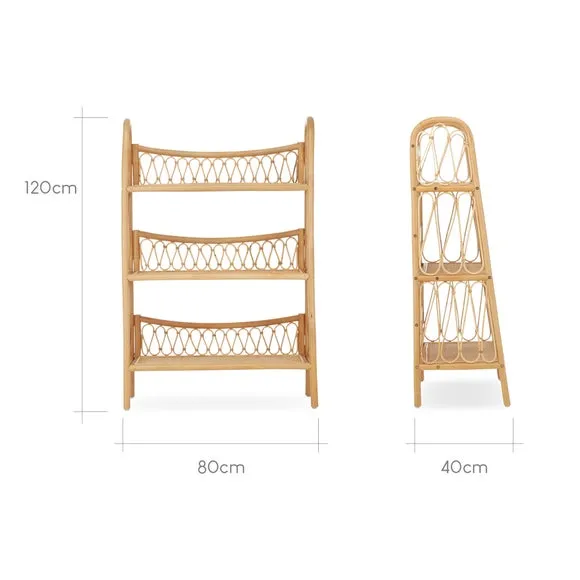 3-Shelf Bookcase - Natural, Rattan