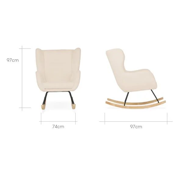 Rocker Chair with Stool Set - Light Beige, Boucle