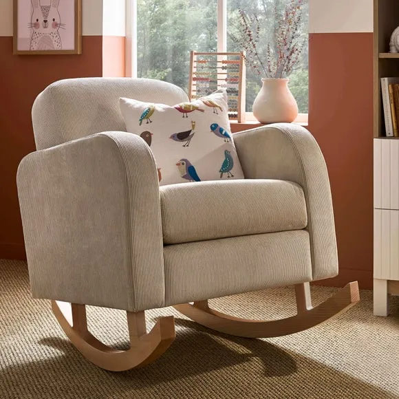 Rocking Nursing Chair with Motion - Beige, Fabric