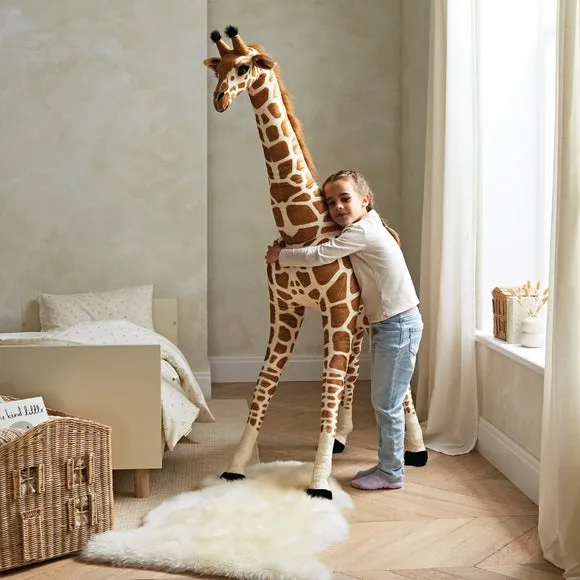 Standing Giraffe Plush Toy - Yellow, Soft Fabric