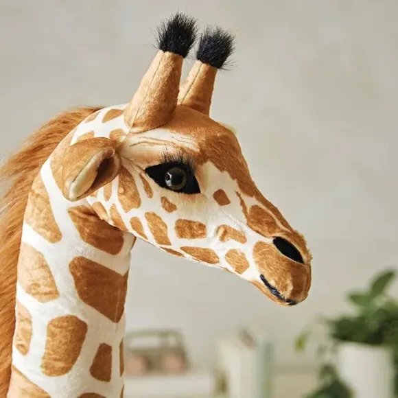 Standing Giraffe Plush Toy - Yellow, Soft Fabric