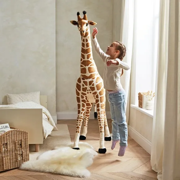 Standing Giraffe Plush Toy - Yellow, Soft Fabric