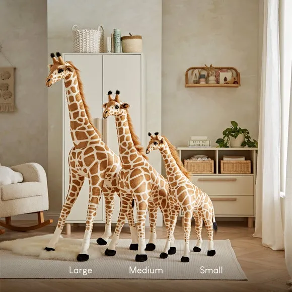 Standing Giraffe Plush Toy - Yellow, Soft Fabric