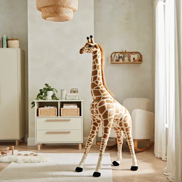 Standing Giraffe Plush Toy - Yellow, Soft Fabric