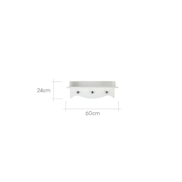Wall Shelf with Hooks - White