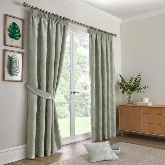 Curtain Tiebacks Set - Green, Woven Fabric