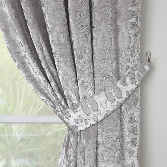 Curtain Tiebacks with Damask Pattern - Silver image