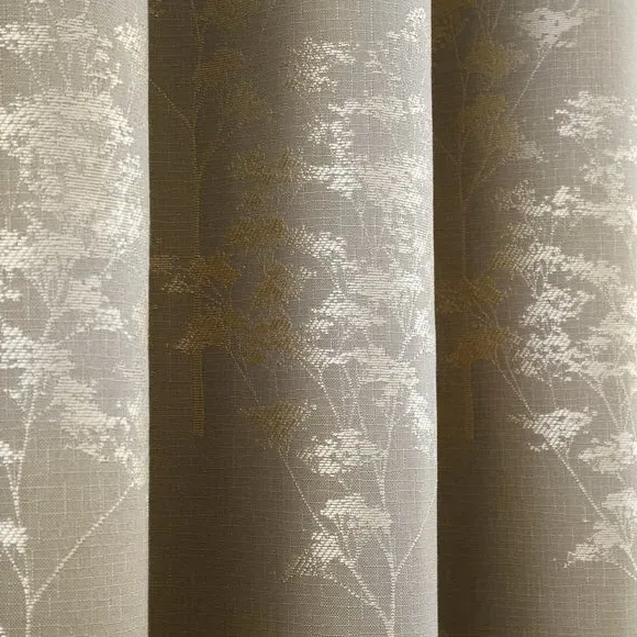 Eyelet Curtains with Jacquard - Stone, Fabric