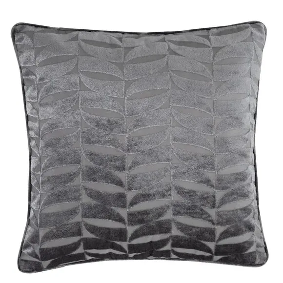 Jacquard Cushion with Abstract Weave - Charcoal