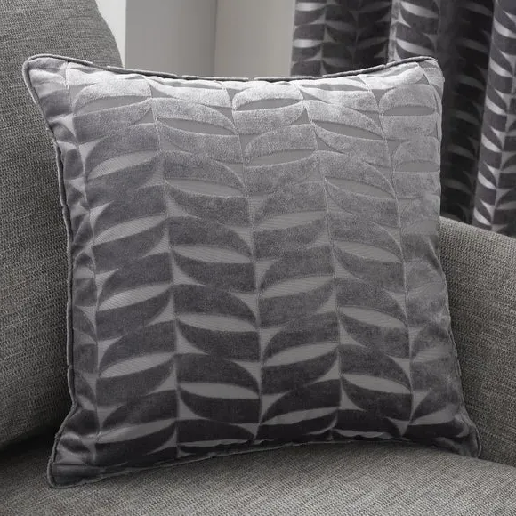 Jacquard Cushion with Abstract Weave - Charcoal image