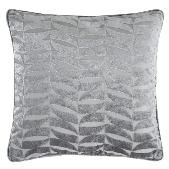 Jacquard Cushion with Abstract Weave - Silver
