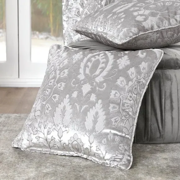 Jacquard Cushion with Damask Pattern - Silver image