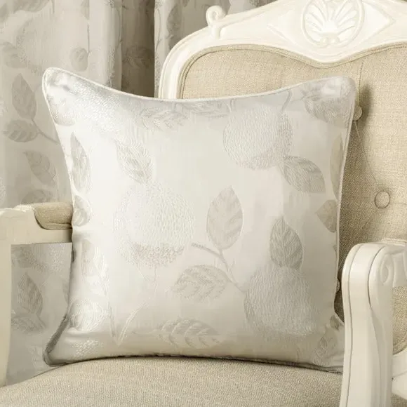 Jacquard Cushion with Embroidered Design - Natural image