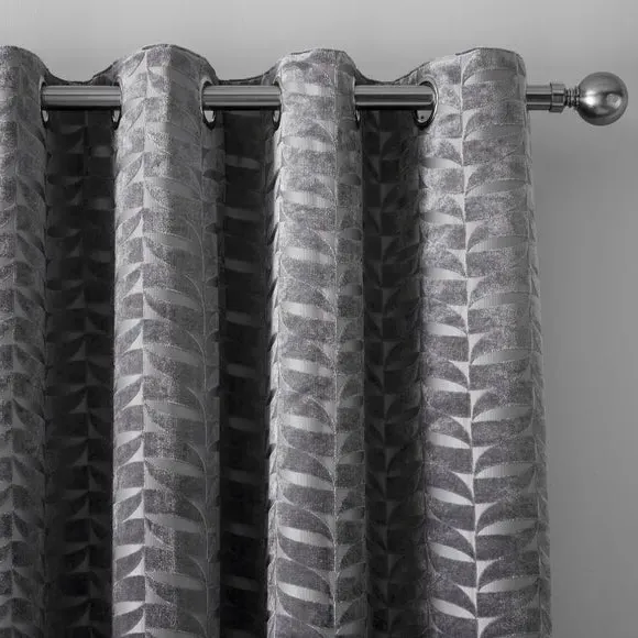 Jacquard Eyelet Curtains - Charcoal image