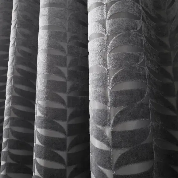 Jacquard Eyelet Curtains - Charcoal