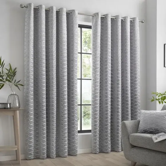 Jacquard Eyelet Curtains - Silver