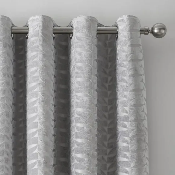Jacquard Eyelet Curtains - Silver