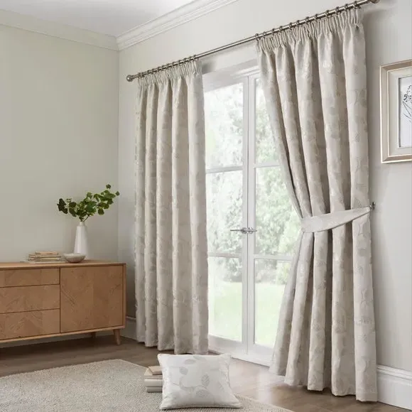 Pencil Pleat Curtains with Lining - Natural