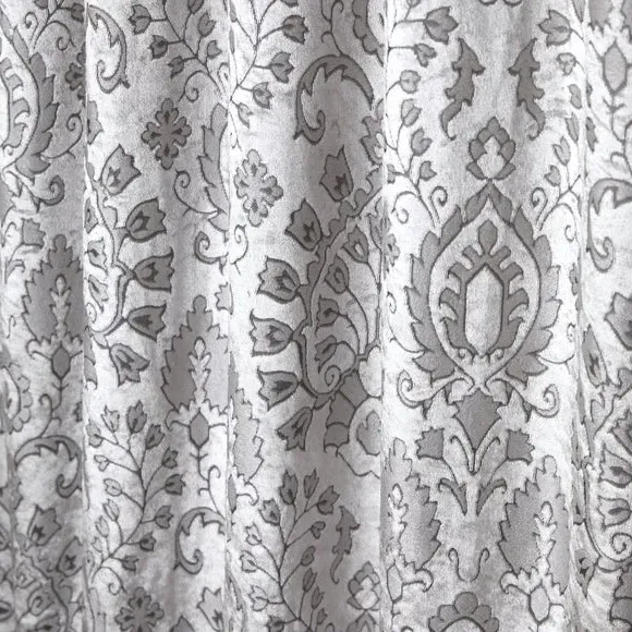 Pencil Pleat Curtains with Lining - Silver, Velvet