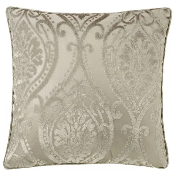 Square Cushion with Damask Pattern - Natural
