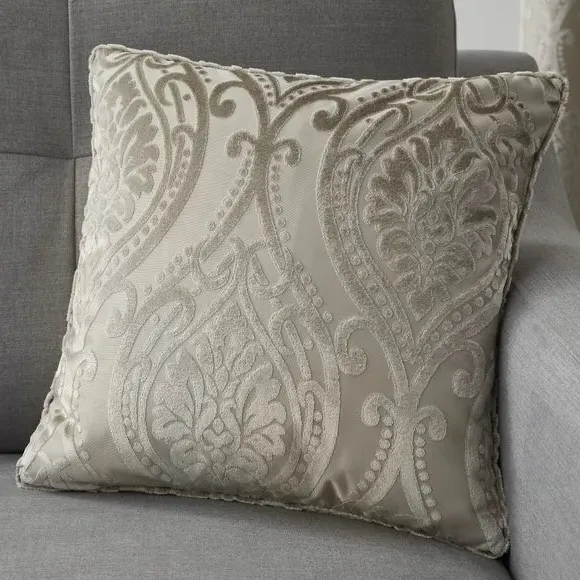 Square Cushion with Damask Pattern - Natural image