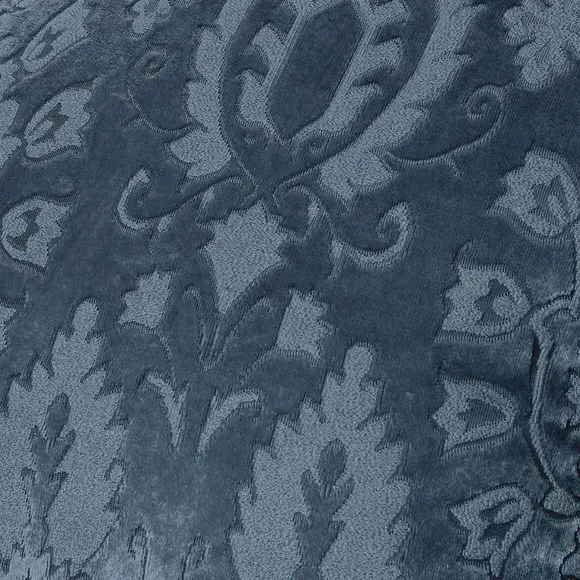 Square Filled Cushion Floral Design - Blue, Velvet