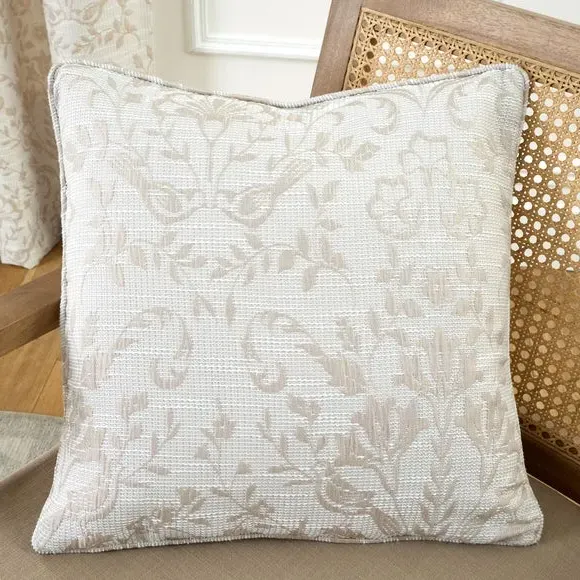 Square Filled Cushion with Jacquard - Natural