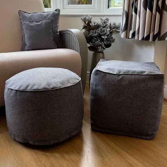 Cube Pouffe with Removable Cover - Dark Grey