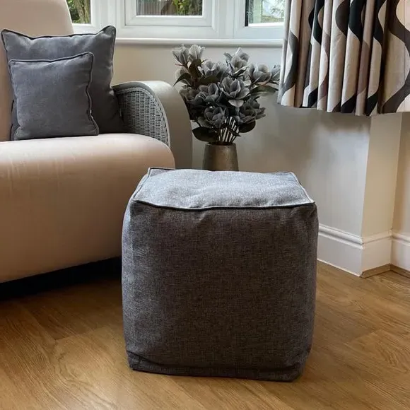 Cube Pouffe with Removable Cover - Dark Grey image