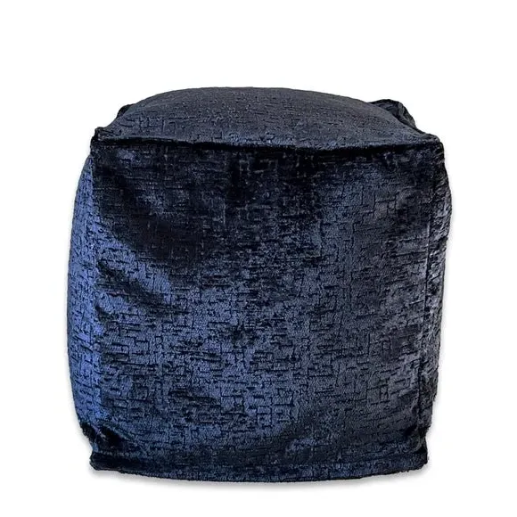 Cube Pouffe with Removable Cover - Navy, Fabric