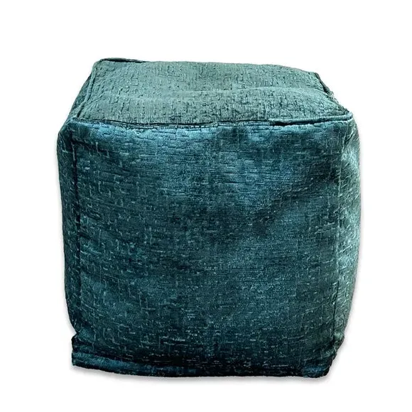 Cube Pouffe with Removable Cover - Teal, Fabric