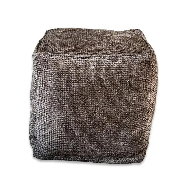 Cube Pouffe with Removable Inner - Brown, Fabric