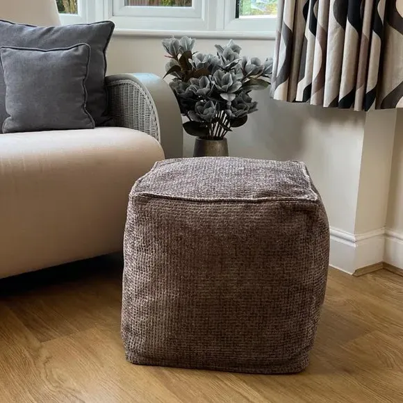 Cube Pouffe with Removable Inner - Brown, Fabric image