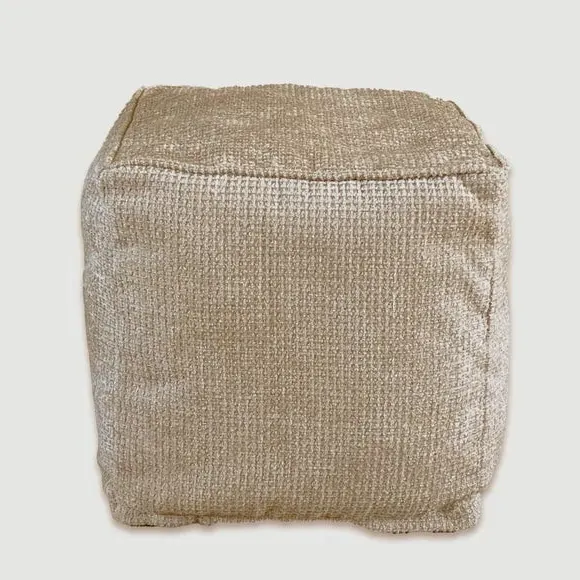 Cube Pouffe with Removable Inner - Cream, Fabric