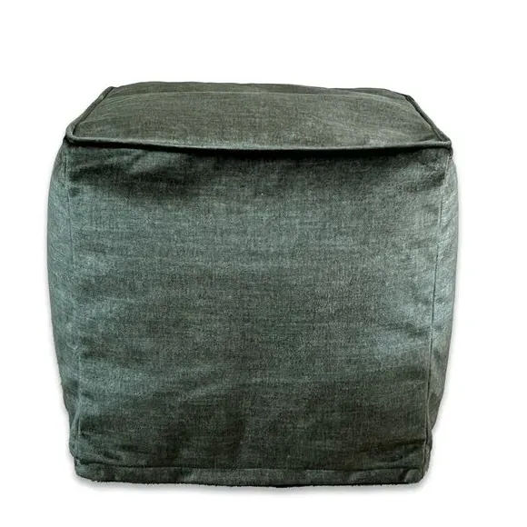 Cube Pouffe with Removable Inner - Green, Fabric