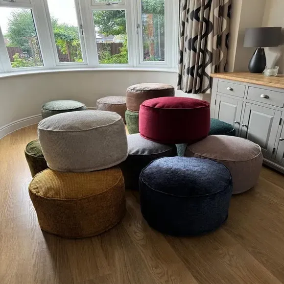 Cube Pouffe with Removable Inner - Green, Fabric