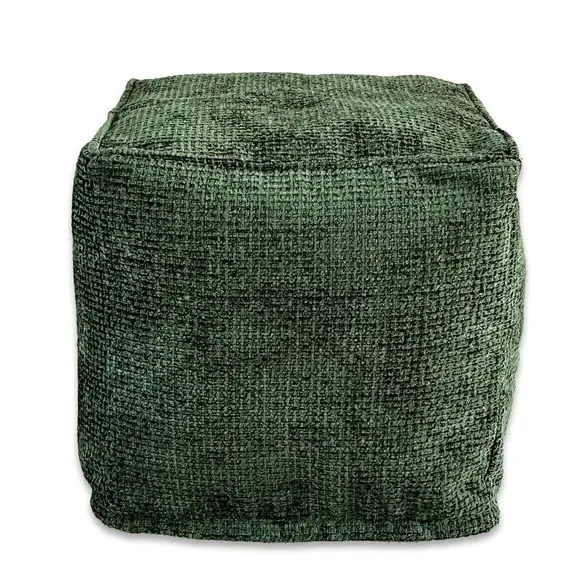 Cube Pouffe with Removable Inner - Green, Fabric