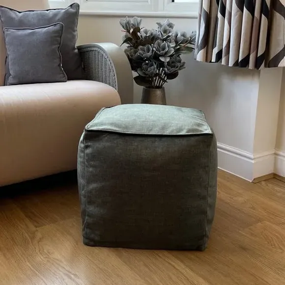 Cube Pouffe with Removable Inner - Green, Fabric image