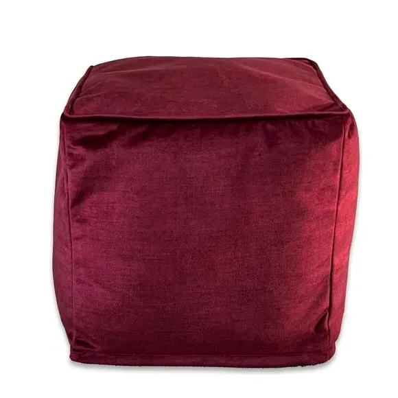 Cube Pouffe with Removable Inner - Red, Fabric