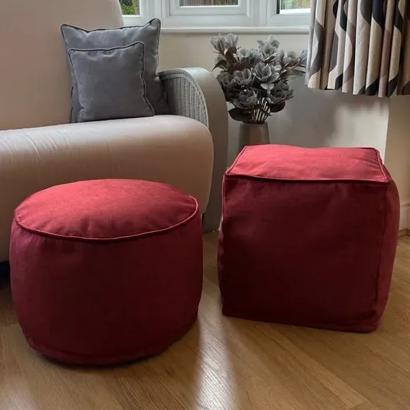 Cube Pouffe with Removable Inner - Red, Fabric