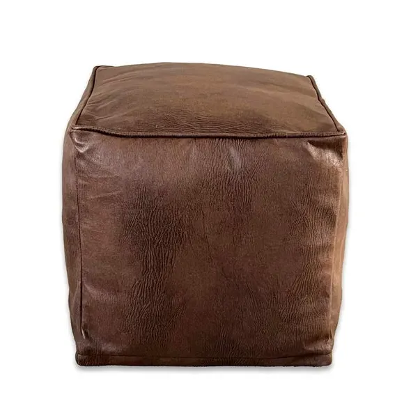 Cube Pouffe with Removable Inner - Tan, Faux Leather