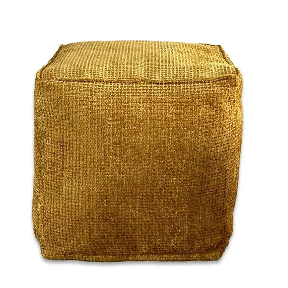 Cube Pouffe with Removable Inner - Yellow, Fabric