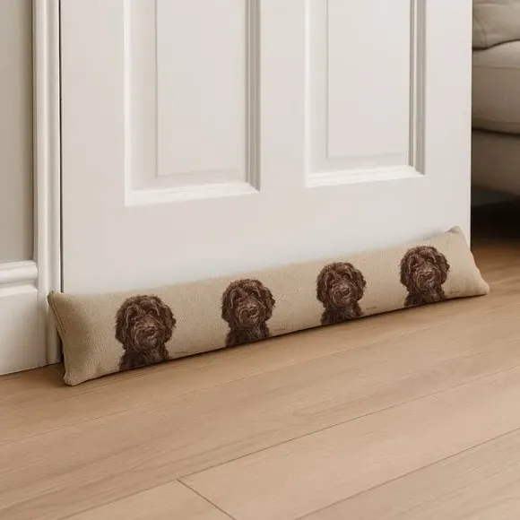 Dog Draught Excluder with Zip - Brown, Polyester