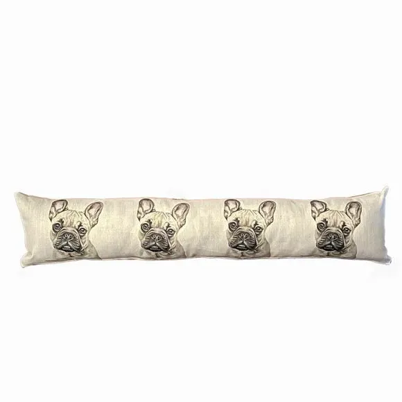 French Bulldog Draught Excluder - Cream, Polyester