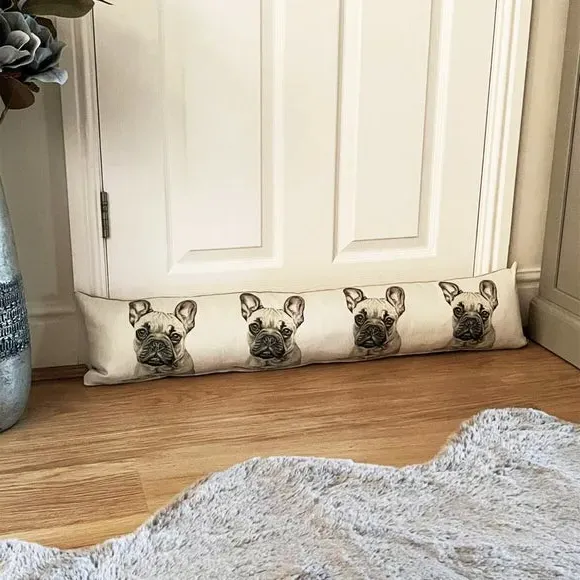 French Bulldog Draught Excluder - Cream, Polyester image